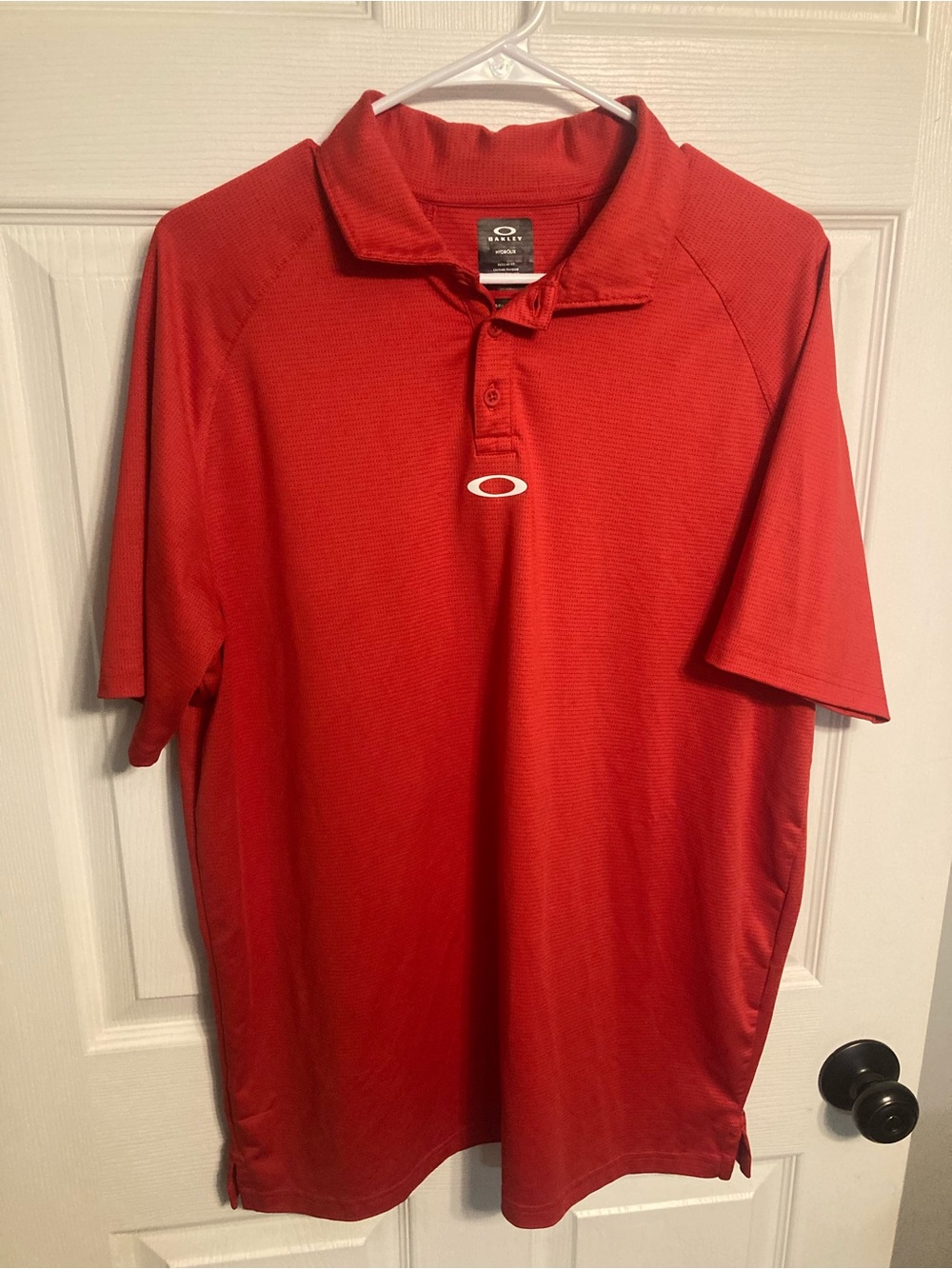 Oakley Men’s Red Polo with White Oval Logo